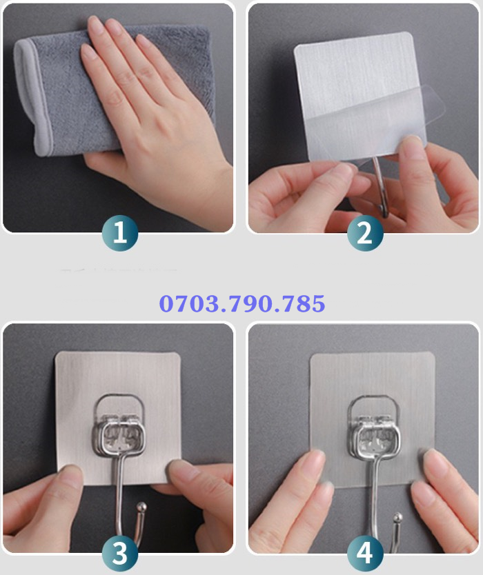 Móc Inox Lớn Dán Tường