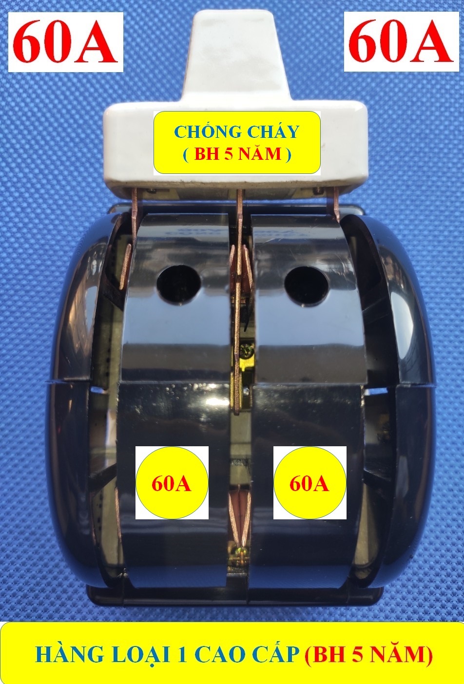 CẦU DAO ĐẢO SỨ 60A 3 PHA ĐẢO 2 CHIỀU (BH 5 NĂM) VỎ ĐEN PHENOLIC CHỐNG CHÁY + Cực ĐỒNG TO đúc 100% HÀNG LOẠI 1 Cao Cấp (bộ 1 sản phẩm)