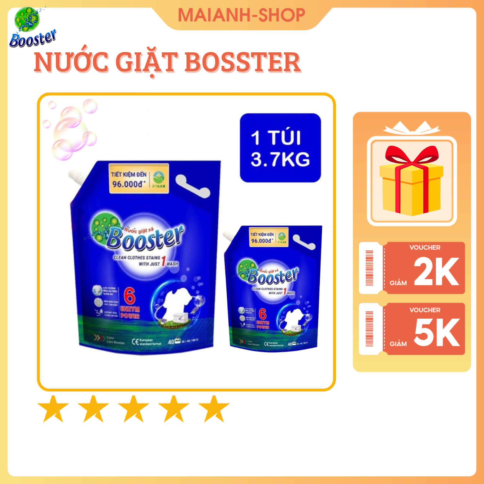 Nước giặt bosster , túi 3,7kg [HÀNG chính hãnġ]
