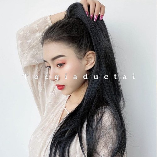 Tóc giả ngoạm đuôi thẳng / Tóc giả thẳng dài 50cm kèm ảnh chất tóc sợi tơ cao cấp