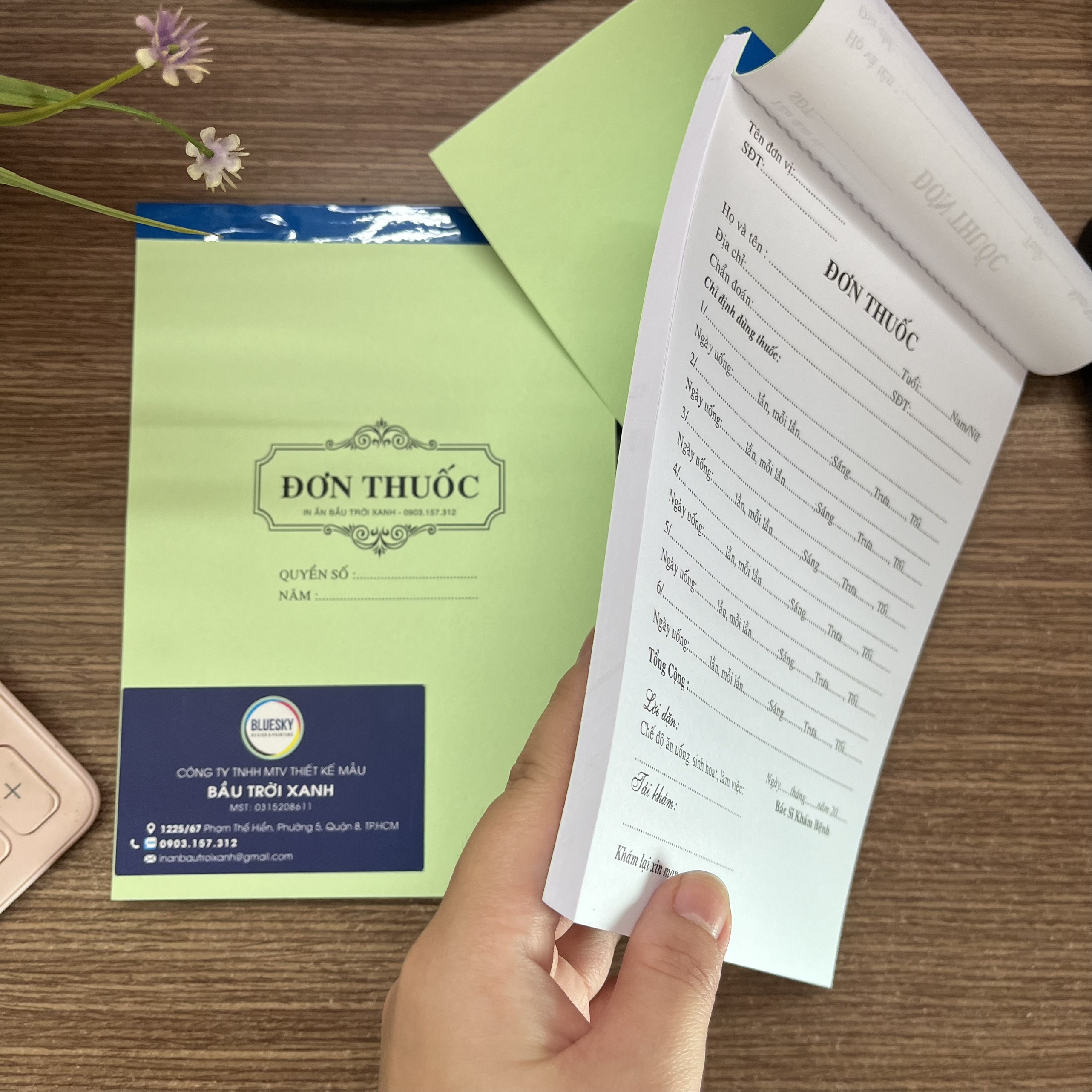 Sổ đơn thuốc (toa thuốc) khổ A5, 100 tờ/quyển