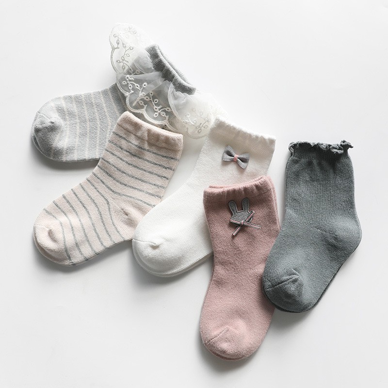 Set 5 tất trẻ em - Tất vớ cao cổ siêu xinh chính hãng Nemo Baby chất dày dặn không bai xù cho bé gái từ 0-8 tuổi phong cách Hàn Quốc dễ thương TNM02