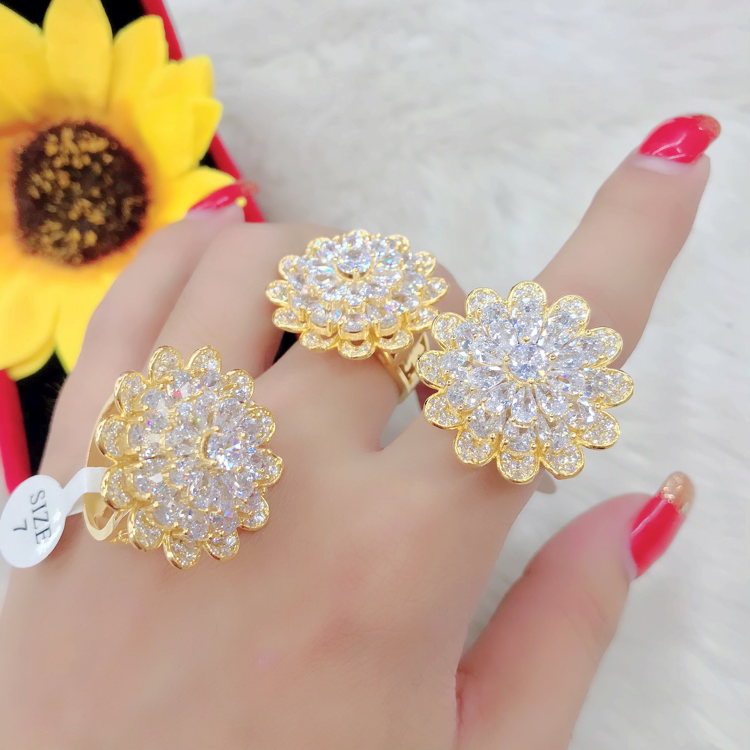 Nhẫn Nữ Mạ Vàng 18K  Hoa Xoáy Đính Xoàn - Mang đi chơi, đi tiệc đều đẹp- Tubi Cony