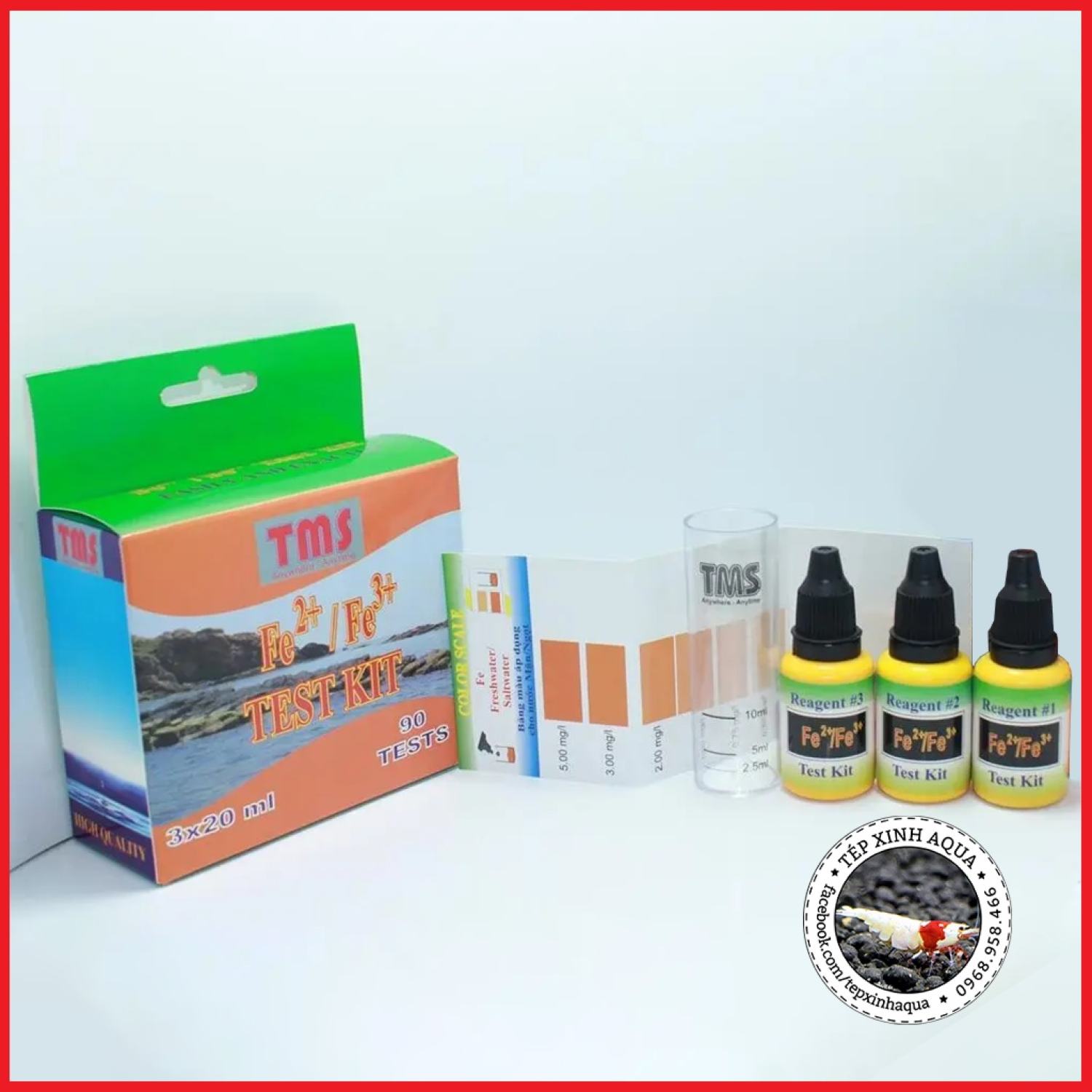 Bộ kiểm tra nước - test nước đo Fe - Kit đo - Kit test Sắt (phèn) - test hàm lượng TMS [Tép Xinh Aqua]