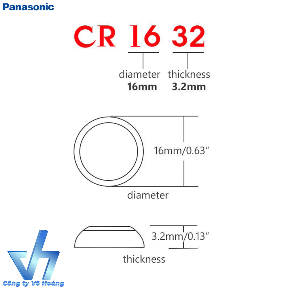Pin Panasonic CR1632 Lithium 3V / DL1632 / ECR1632 / GPCR1632 tương thích nhiều thiết bị