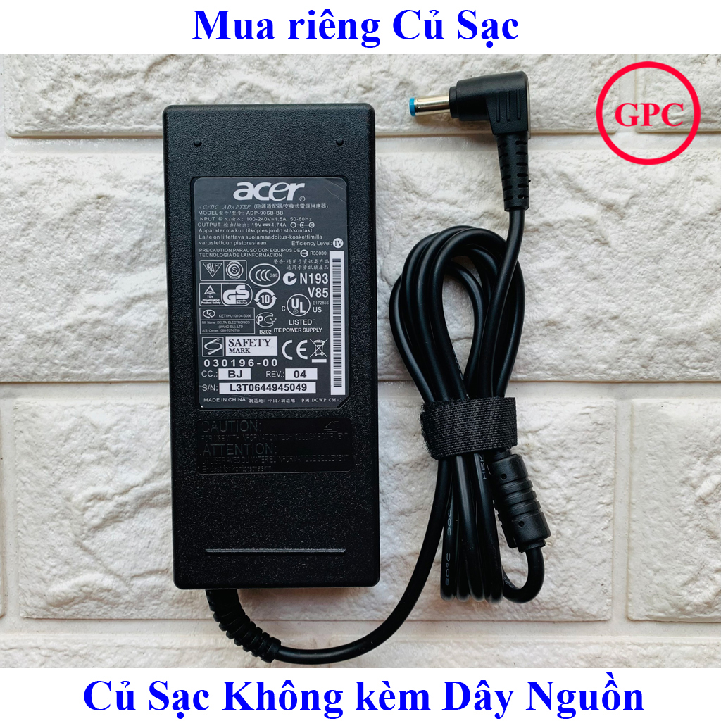 Sạc laptop acer 19v - 4.74a 90w chân to 5.5x1.7mm - đường kính đầu sạc 5.5mm - hàng linh kiện mới