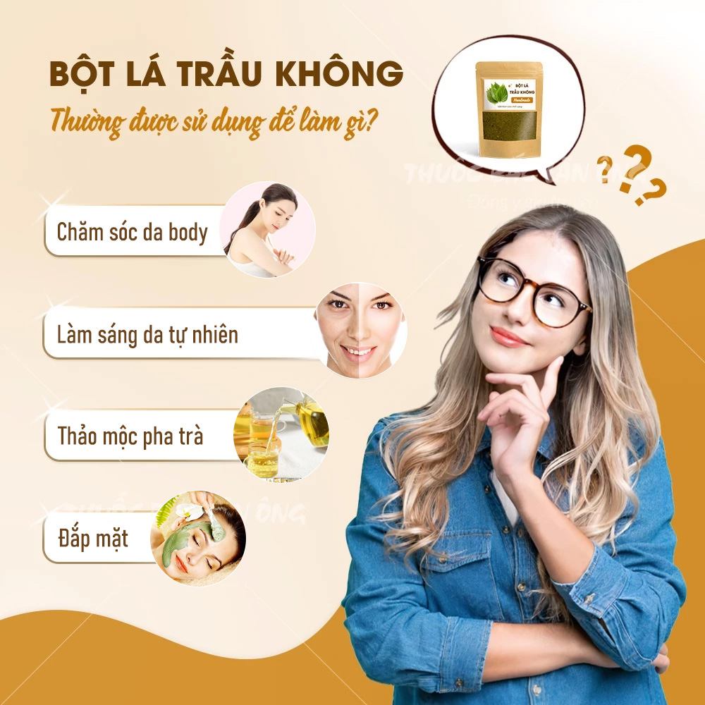 Betel Leaf Powder 100g, Pure, Steamed Betel Leaf Powder, Deodorizes, Reduces Itching and Fungus - Lan Ong