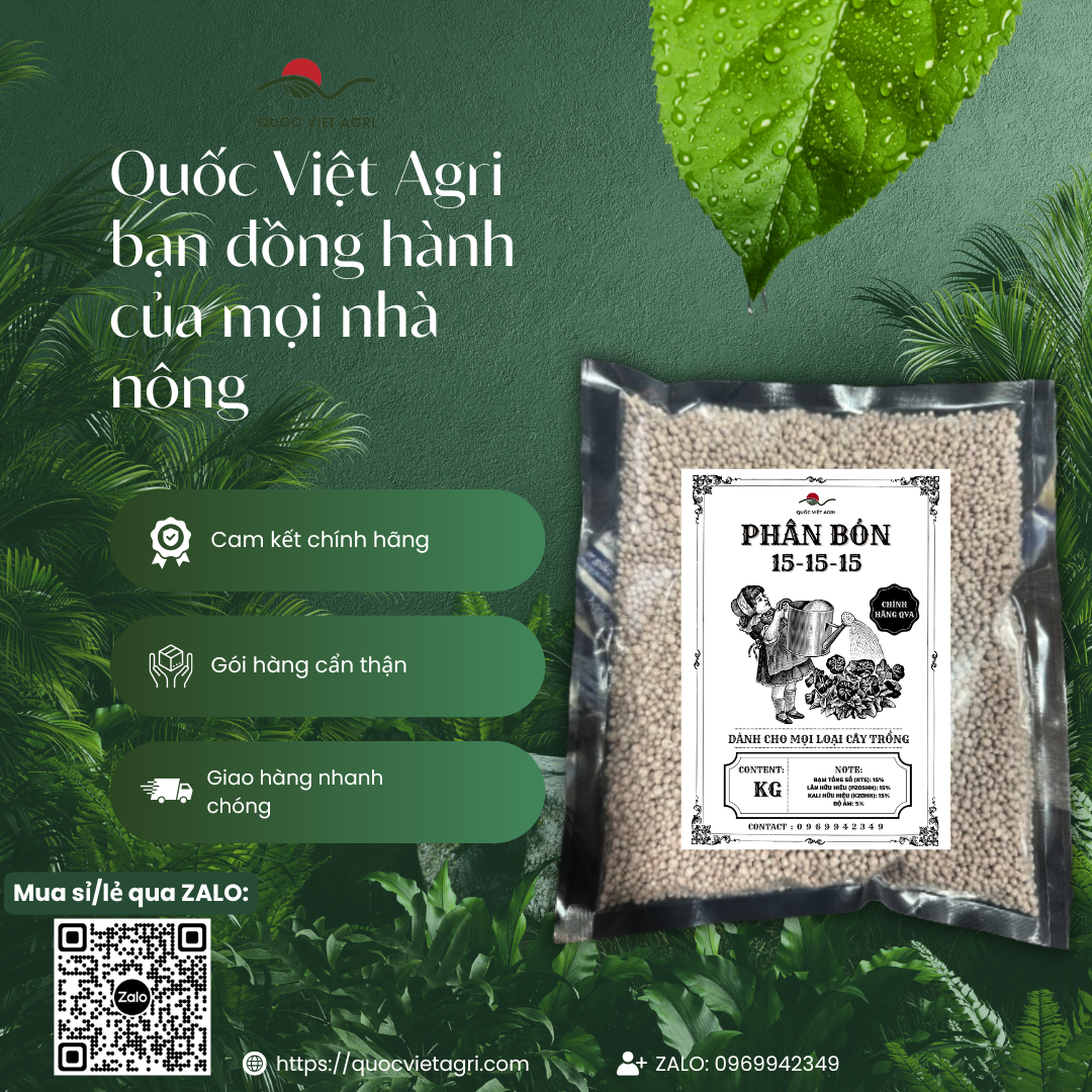 Phân bón NPK 15-15-15 (gói 1KG) - Kích tăng trưởng, chồi lá khỏe, ra hoa nhiều