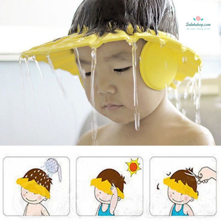 Nón tắm cho bé, nón đội đầu tắm tiện lợi