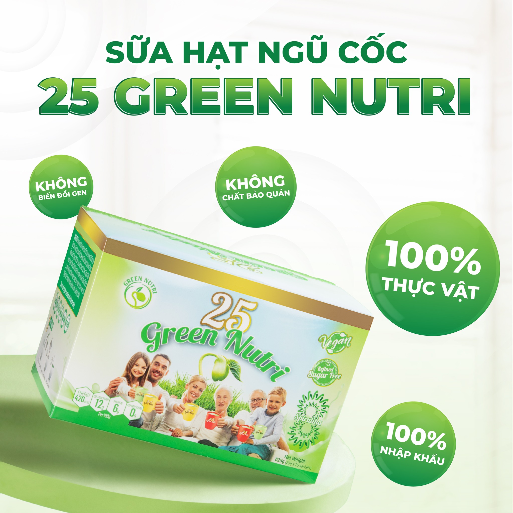 Sữa Hạt Ngũ Cốc 25 Green Nutri Thanh Lọc Cơ Thể - Hộp 300gr (12 Gói)