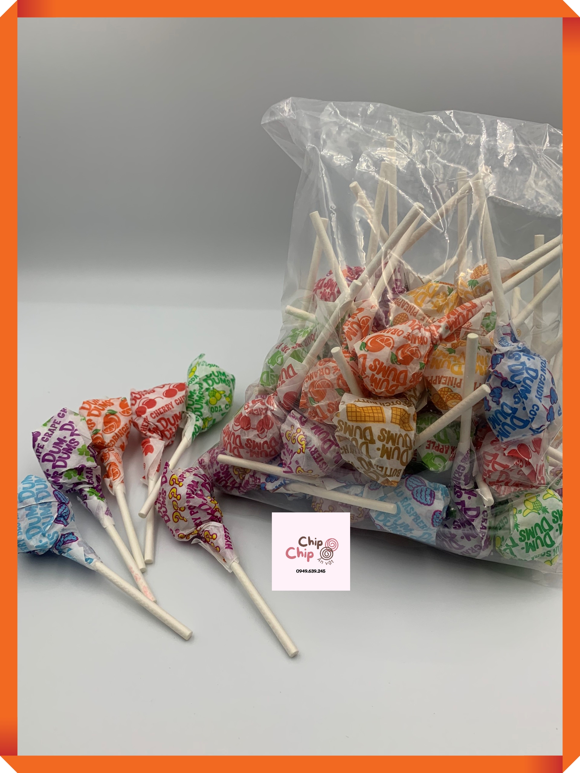 Kẹo trái cây 50 que Dum Dums Pops USA Candy