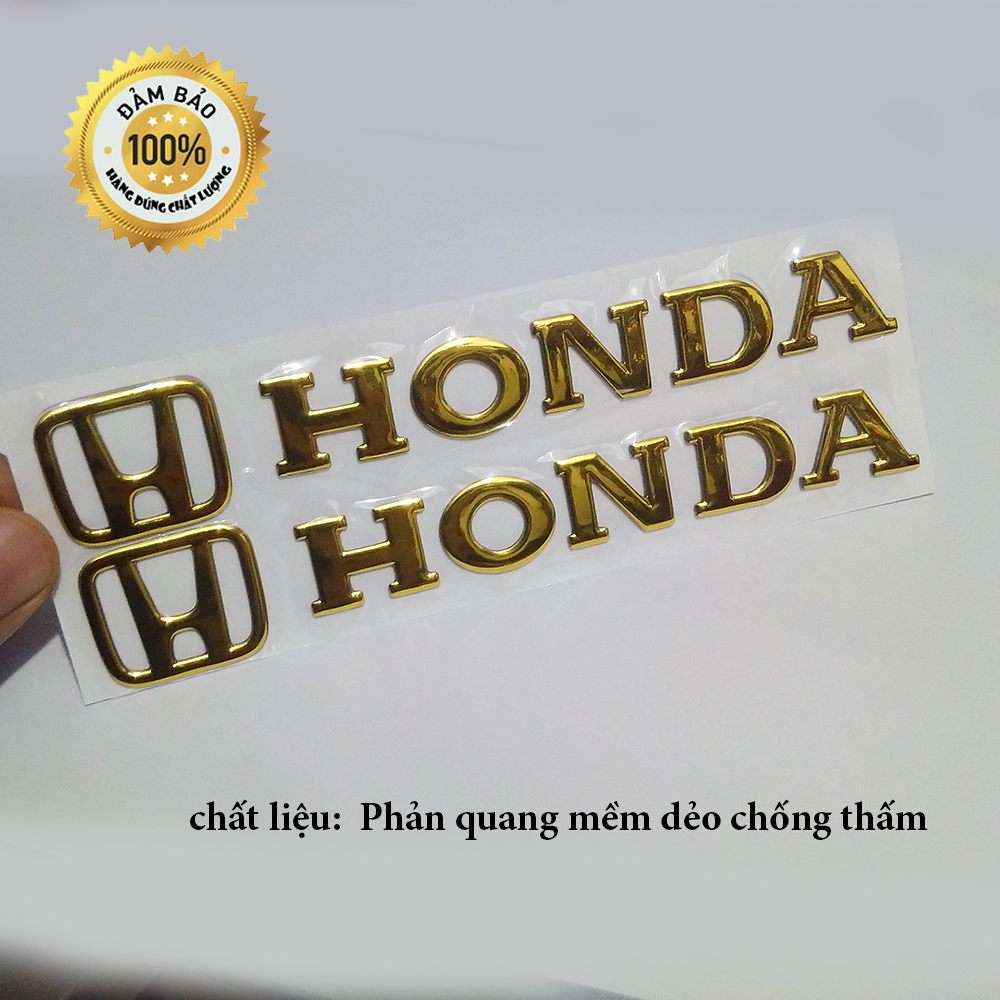 Cặp tem Honda 3D Nổi - HD Vàng Gold