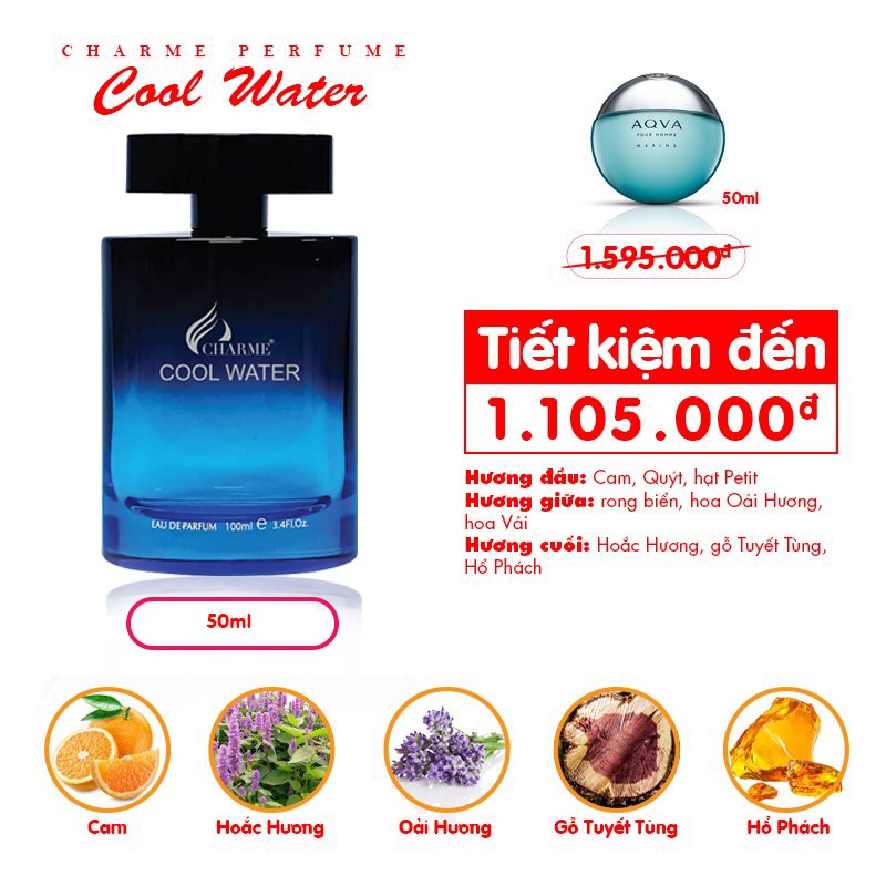 Nước hoa Nam Charme Cool Water 10ml