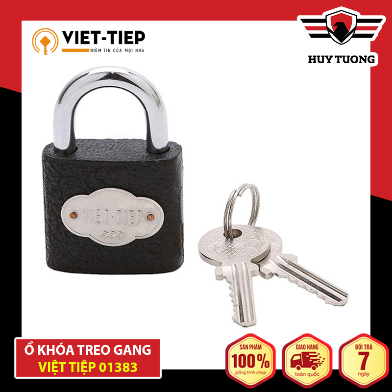 Ổ khoá việt tiệp hợp kim gang cao cấp 61 x 38 ống phi 6 ( Khoá bấm ) - Huy tưởng