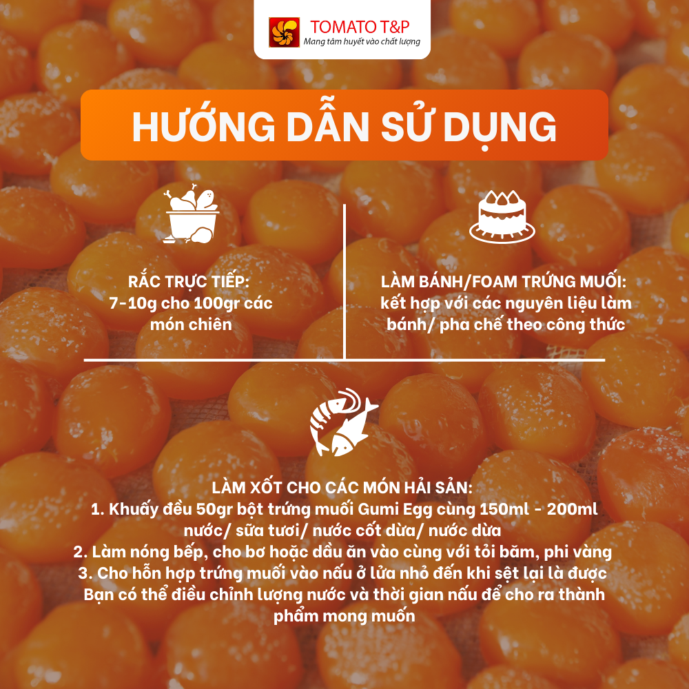 Bột Trứng Muối Gumi Egg dùng để làm bánh, sốt trứng muối, lắc với gà rán - Gói 100g - Tomato T&P