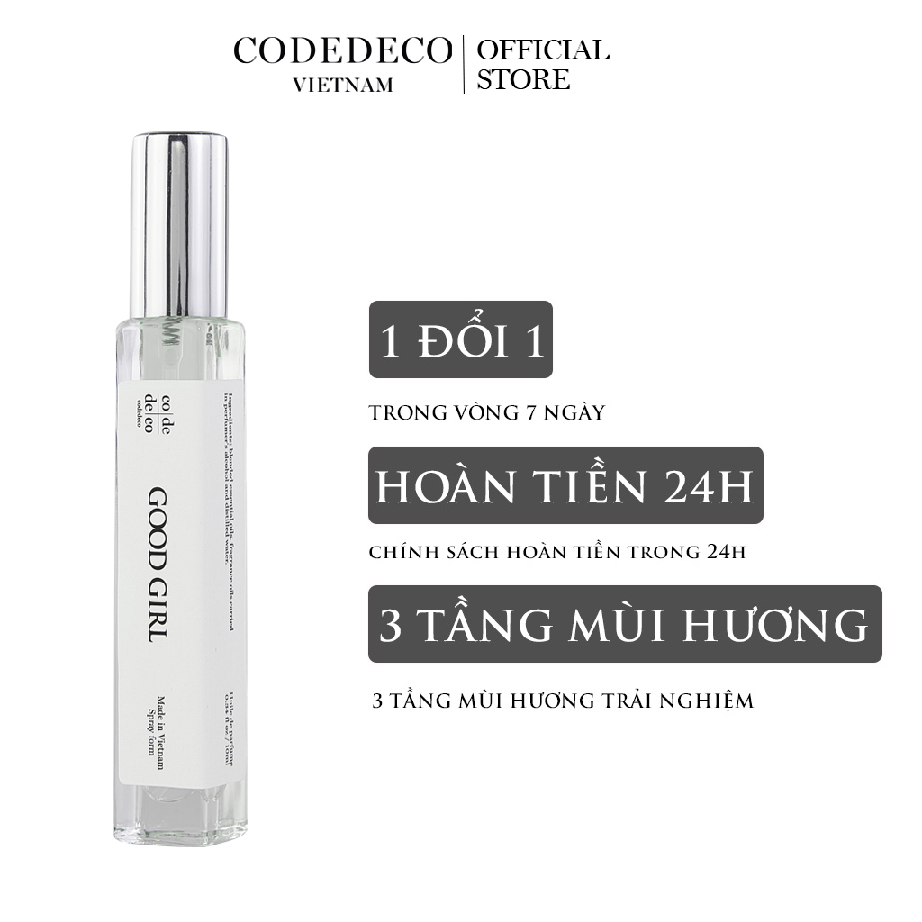 Tinh dầu nước hoa codedeco good girl 10ml dạng chai xịt