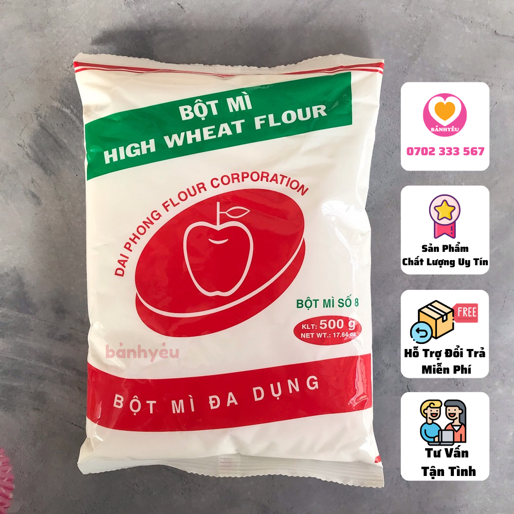 Bột mì Số 8 hiệu Táo Đỏ 500g dung làm bánh,..