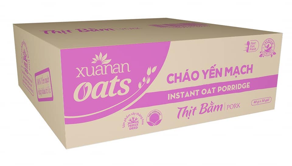 [ 01 thùng 30 gói ] Cháo Yến Mạch Ăn Liền Vị ( Rau Nấm - Thịt Bằm - Thịt Gà ) Xuân An.