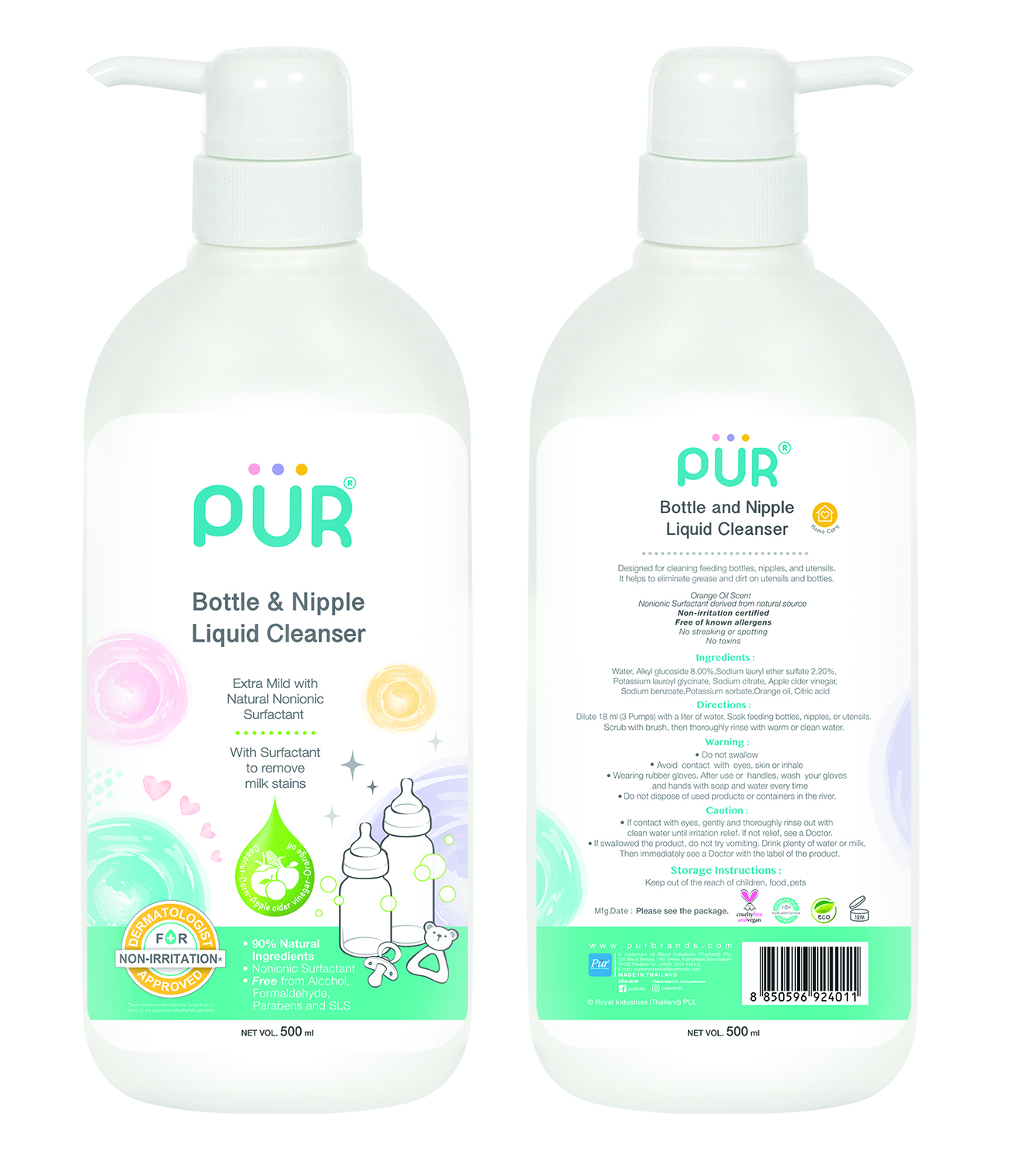 Nước rửa bình sữa và núm ti Pur