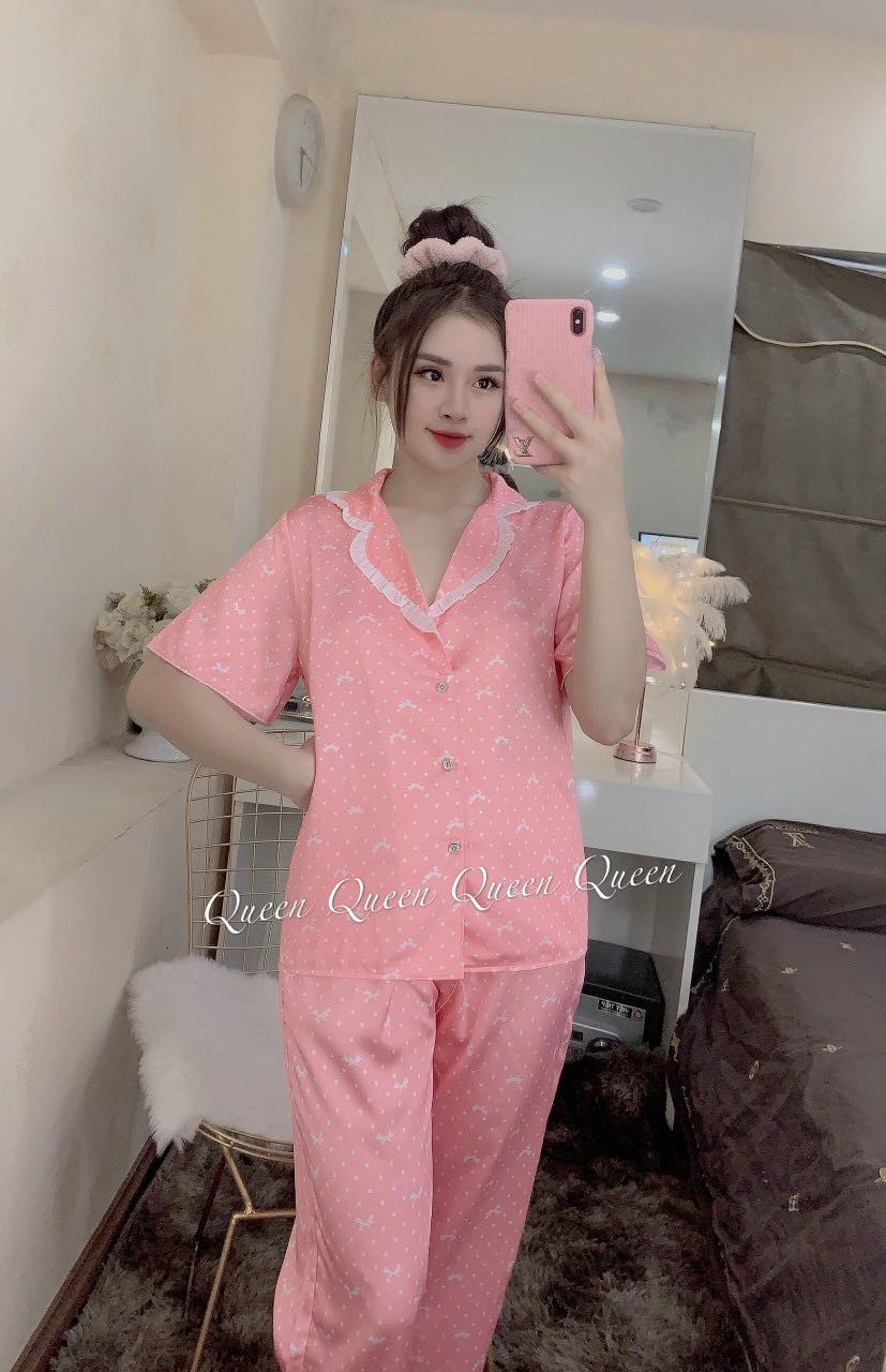 [HCM]Đồ Bộ Lụa Satin Tiểu Thư Tay Ngắn