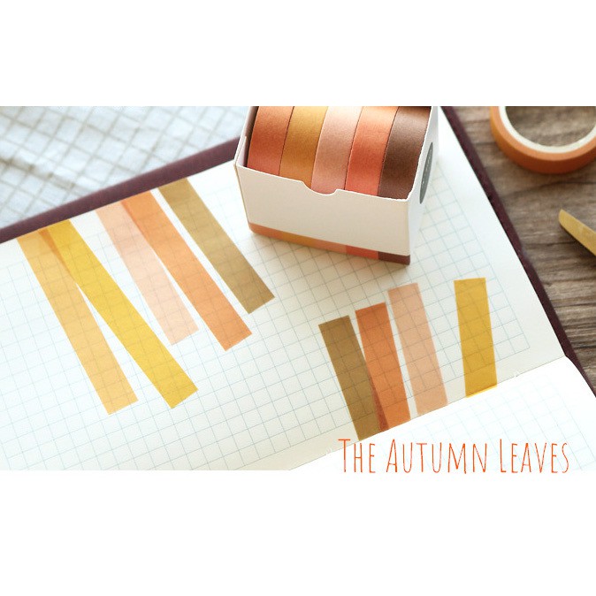 Set 5 cuộn Washi Tape 10mm x 5m màu Pastel