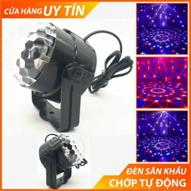 Đèn LED quả cầu cảm ứng xoay pha lê 7 màu nhấp nháy theo nhạc