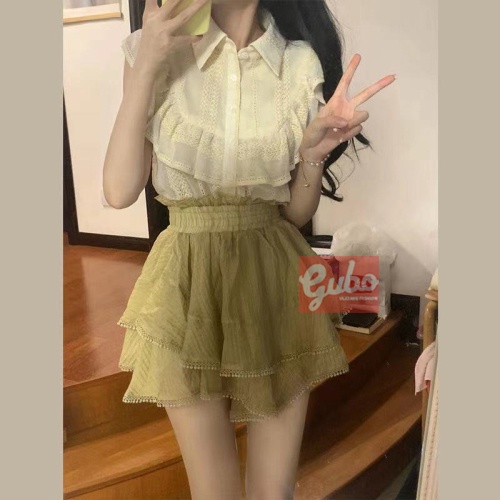 set nữ tiểu thư  set nữ phối váy basic phong cách hàn quốc GUBO99I21