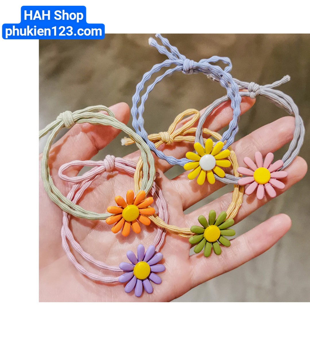 SET 10 DÂY CỘT TÓC HOA CÚC NHIỀU MÀU