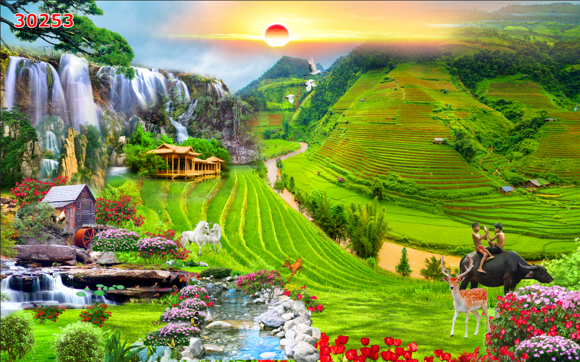 Tranh dán tường 3D Phòng Khách,Thiên nhiên Giao Hòa, 253