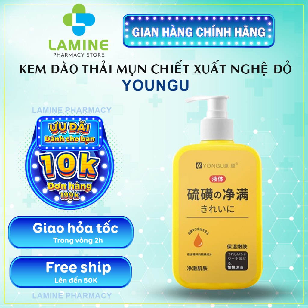 Gel Đào Thải Mụn Nghệ Đỏ Yongu – Gel Nghệ Đỏ Yongu Giảm Mụn Lưng, Vảy Nến, Dày Sừng, Viêm Nang Lông 300ml