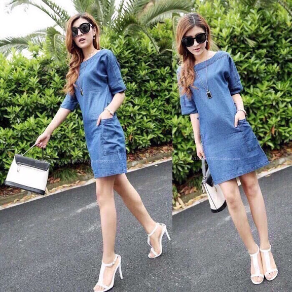 ĐẦM DENIM 2 TÚI