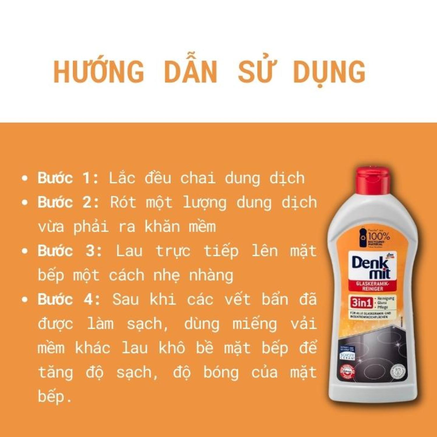 [Hàng Đức] Dung dịch vệ sinh bếp từ Denkmit 3 in 1 300ml Tomlige