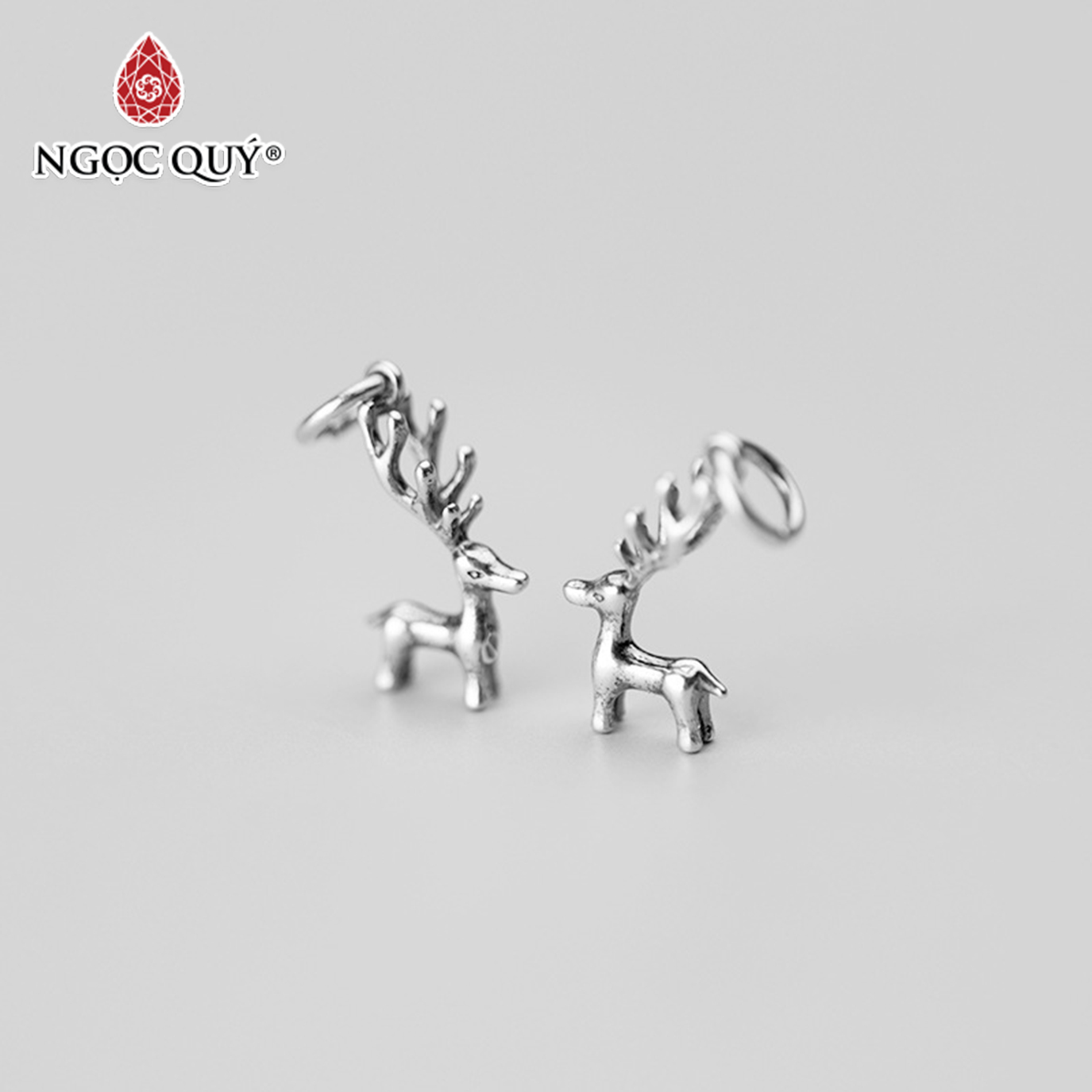 [HCM]Charm bạc con hươu sừng dài treo - Ngọc Quý Gemstones