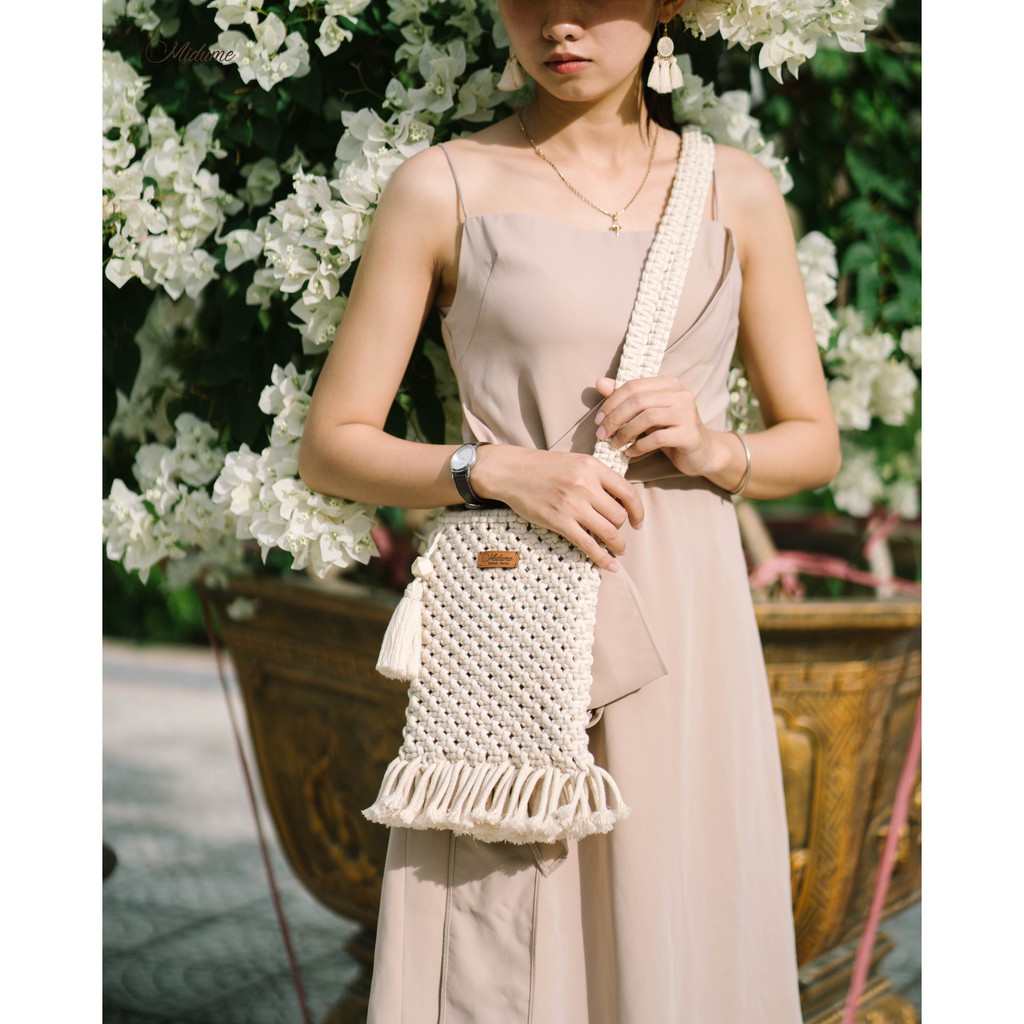 Túi xách đeo chéo Macrame phong cách boho chic, vintage