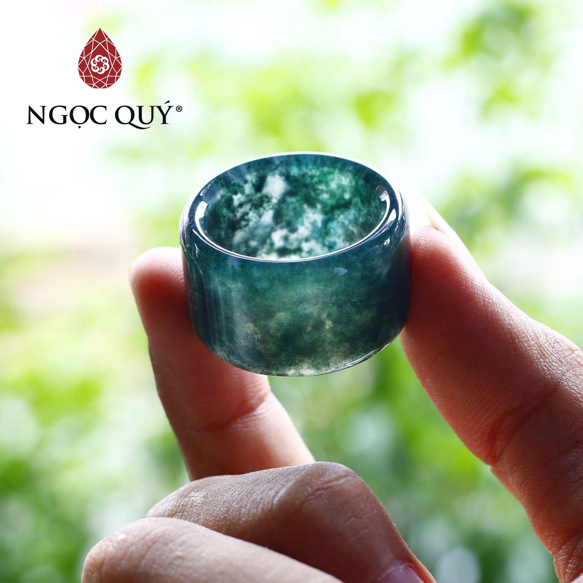 [HCM]Nhẫn nam càng long đá băng ngọc thủy tảo - Ngọc Quý Gemstones