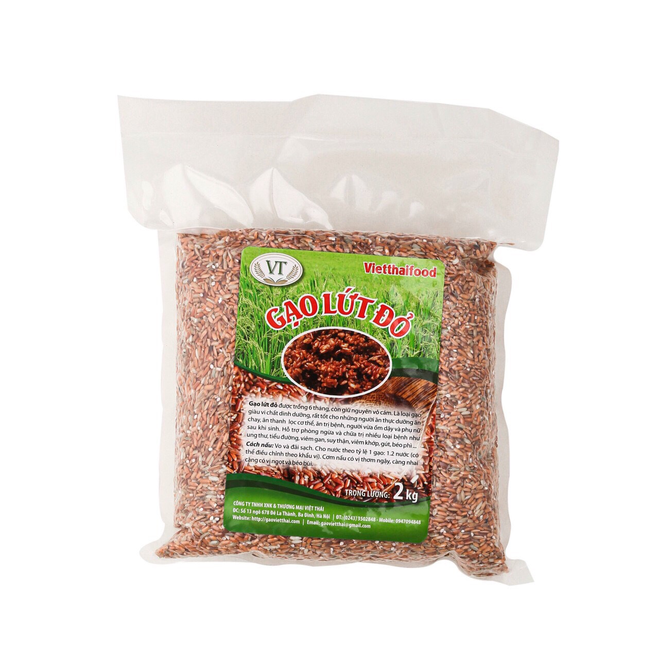 Gạo lứt đỏ Điện Biên dẻo thơm túi 2kg