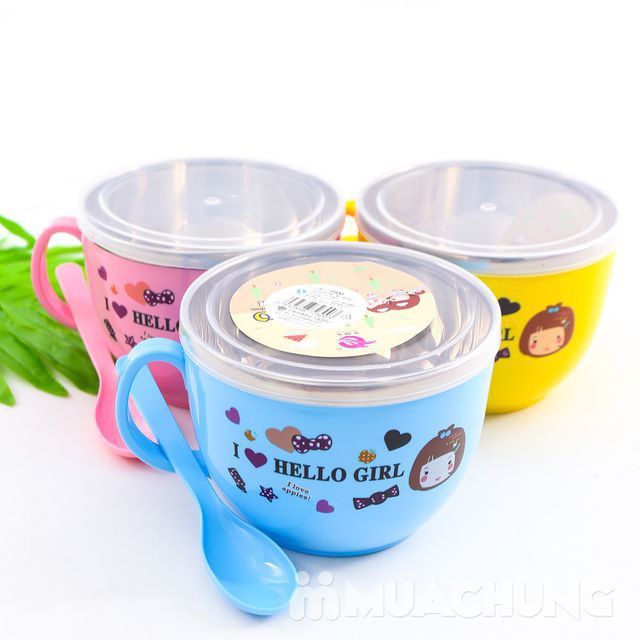 [HCM][ SIÊU CUTE ] TÔ ĂN MÌ INOX CÁCH NHIỆT CÓ NẮP- CA ĂN MÌ CÓ NẮP KÈM MUỖNG CHỐNG NÓNG