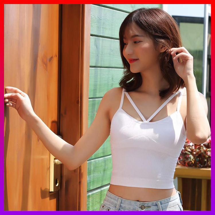 Áo bra Len tăm Quai chéo Cách điệu ẤM ÁP - Đệm mút tháo rời - NHShop