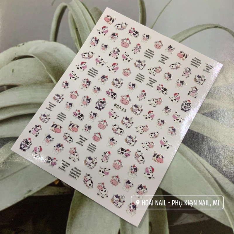sticker bò sữa phụ kiện nail