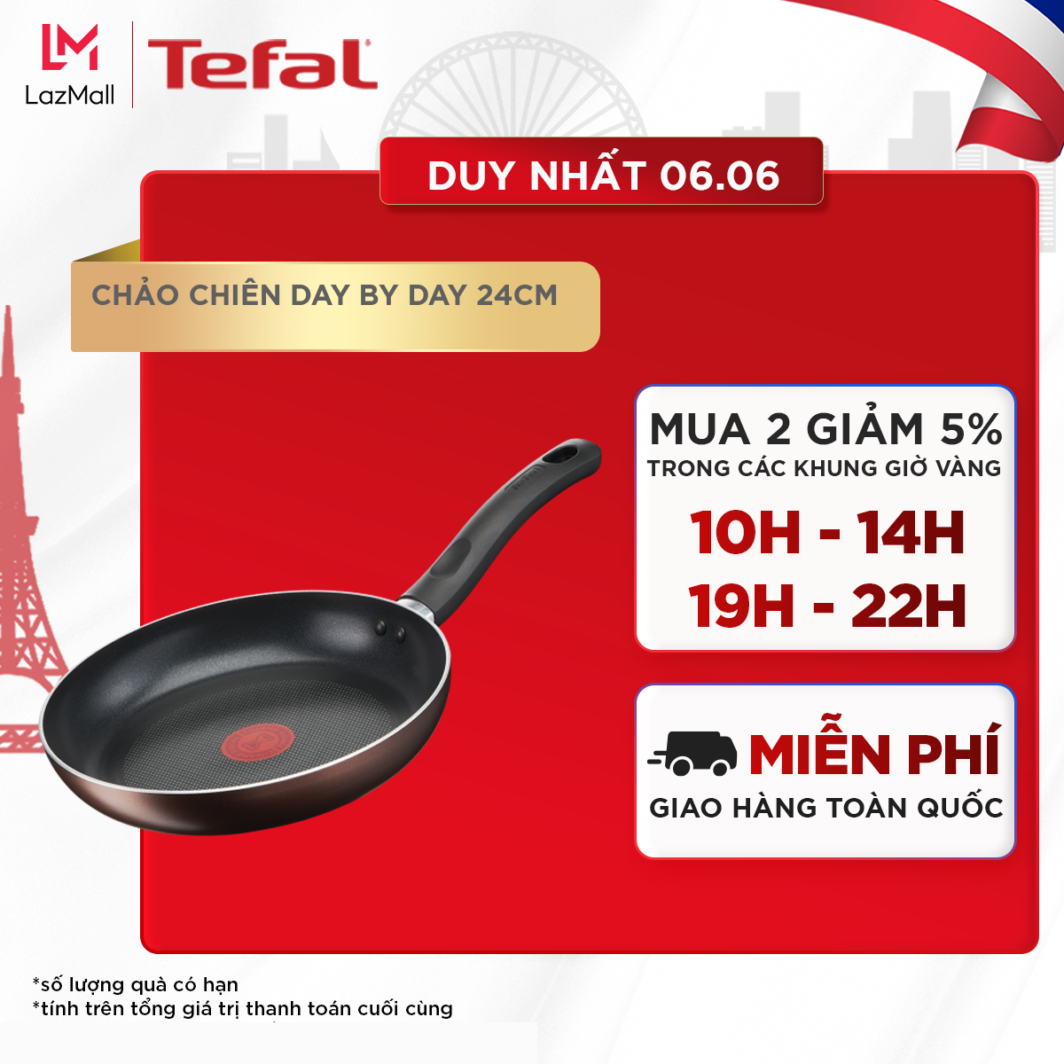 Chảo chiên chống dính đáy từ Tefal Day By Day 24cm hàng chính hãng