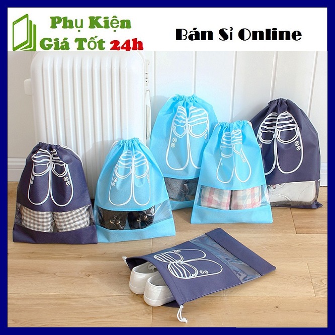 Túi Đựng Giày Dép Có Dây Rút, Chống Bụi, Chất Liệu Vải Không Dệt, Có Lớp Nhựa Trong Suốt Tiện Lợi  Độ Bền Cao ( size 43 x 32 ) Loại Lớn - Túi Đựng Giày Dép Đa Năng Chống Thấm Nước, Chống Bụi Có Dây Rút Siêu Tiện Lợi