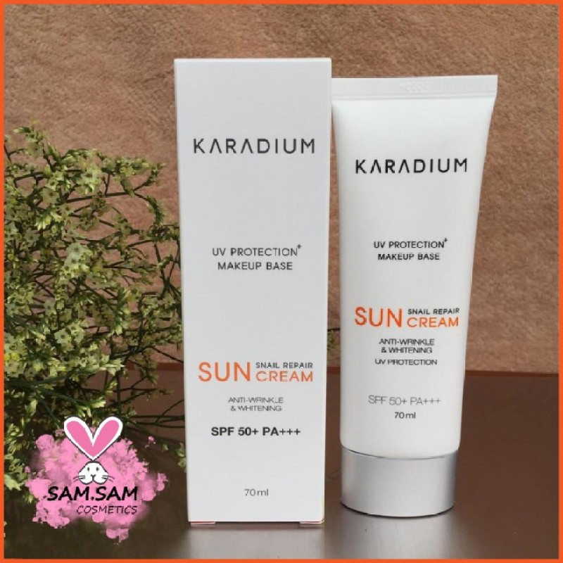 Kem chống nắng Karadium snail repair sun cream spf 50+ pa+++, được sản xuất từ các thành phần lành tính, đảm bảo chất lượng như mô tả, an toàn cho người sử dụng nhập khẩu