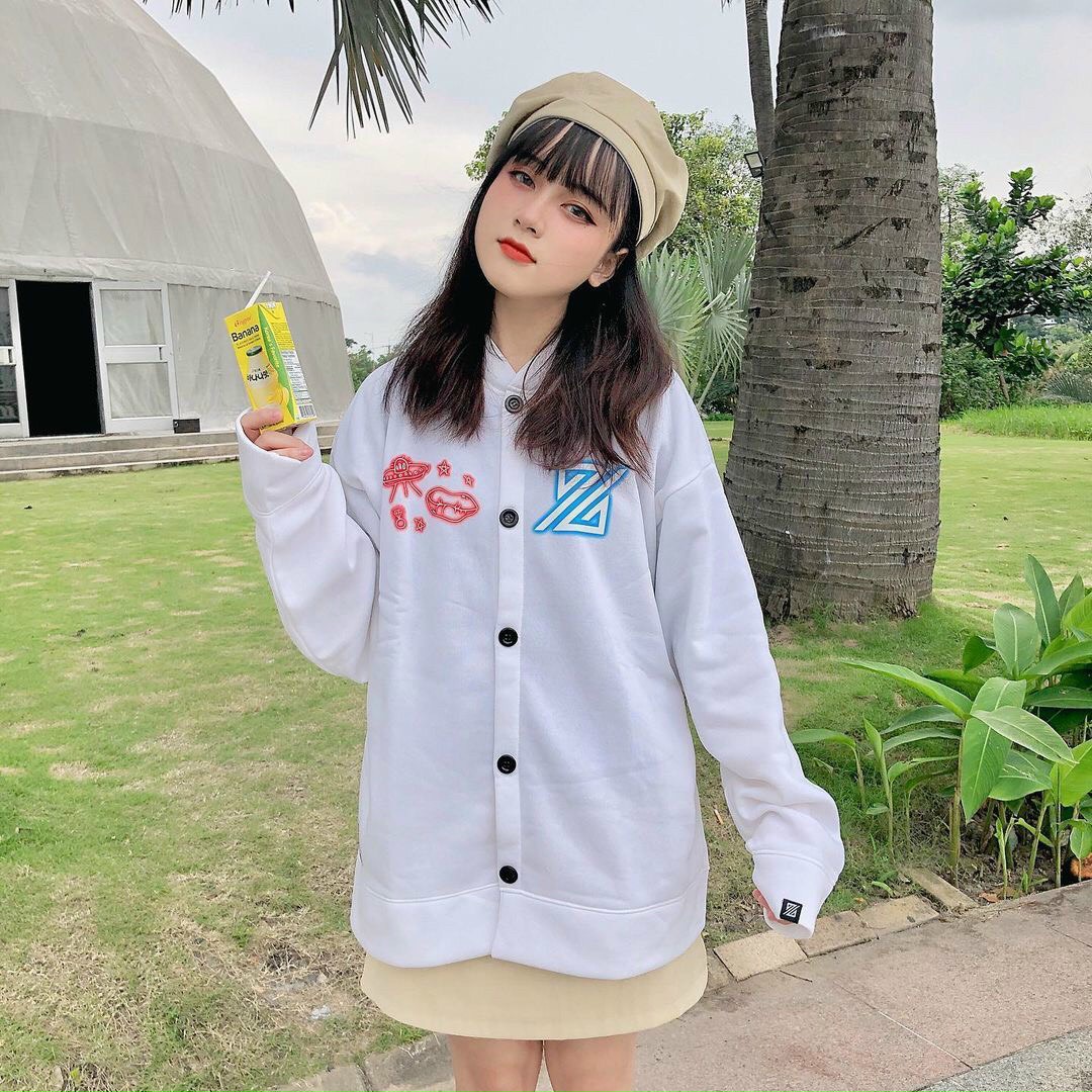 Áo Khoác Nỉ Cadigan in Logo Kèm Hình Phi Hành Gia Cá Tính, Mẫu Mới Hot Trend .TP