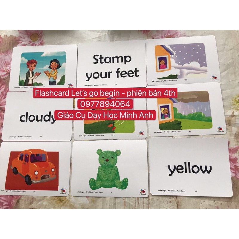 Combo trọn bộ Flashcards let’s go phiên bản mới .n.h.ấ.t. 4th - Level Begin -1-2-3 ( Hàng đẹp chất lượng)