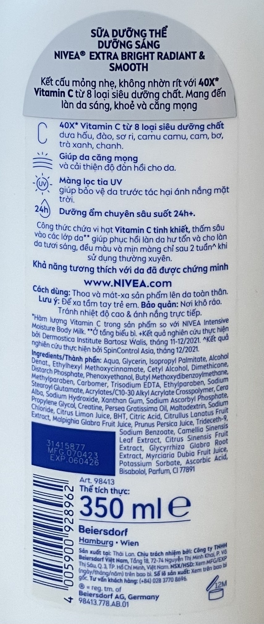 Sữa dưỡng thể Nivea 350g - BACH HOA HV