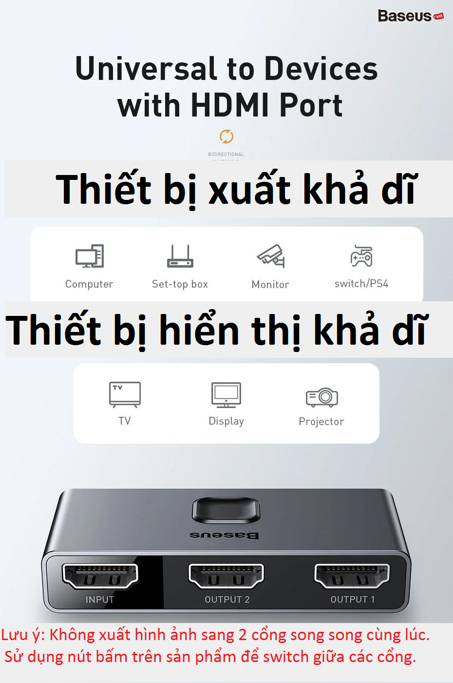 Thiết bị chia cổng HDMI hai chiều Baseus Matrix HDMI Switcher