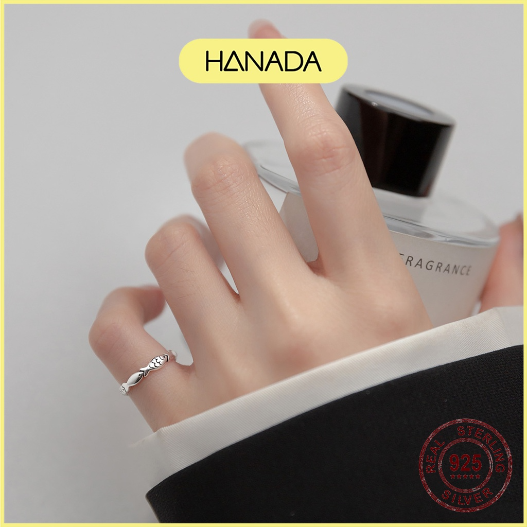 Nhẫn Bạc 925 Hanada Nhẫn Cá Xi Đen Freesize 0551 O3
