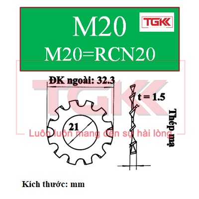 Long đen răng cưa ngoài mạ kẽm M18-M24