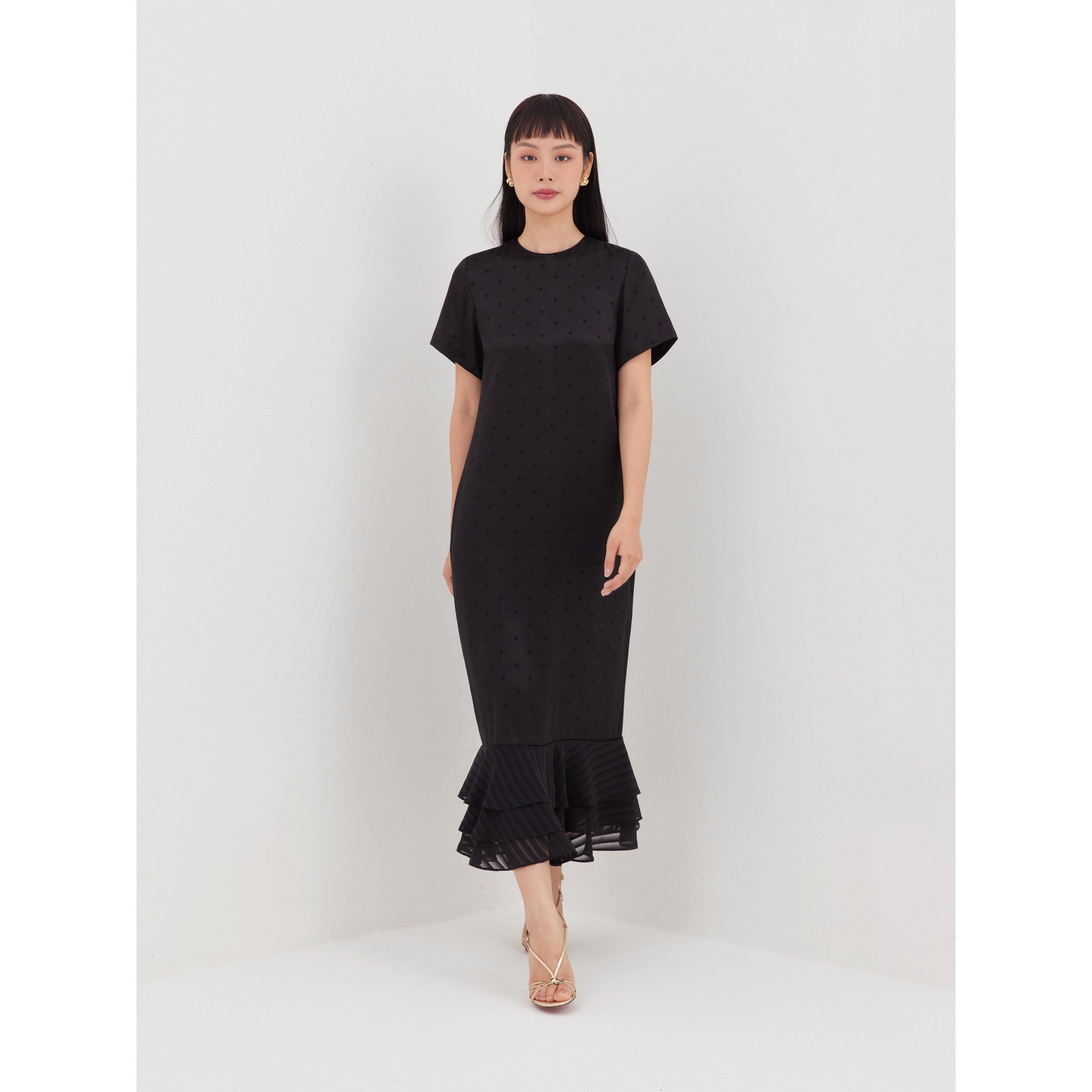 Đầm lụa tùng bèo Mauve Ruffled Mermaid dress