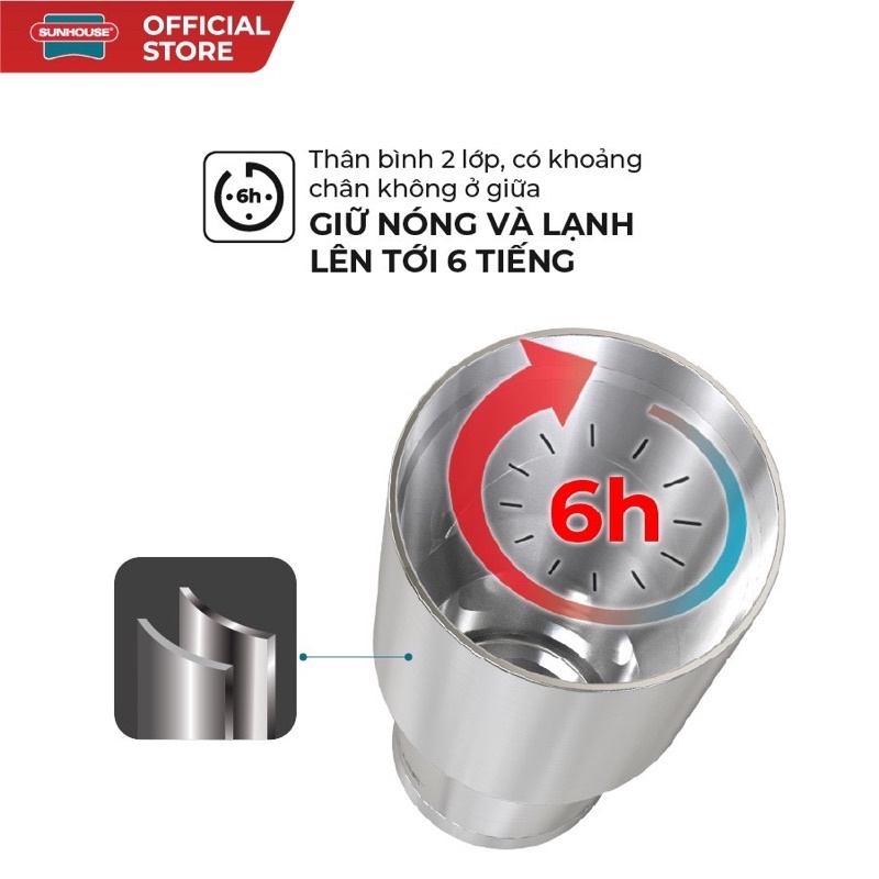 Bình giữ nhiệt Inox 304 Sunhouse 900ml ( Bảo Hành )